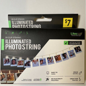 LitezAll Illuminated Photostring 20ct LED Lighted Photo Clips ~New
